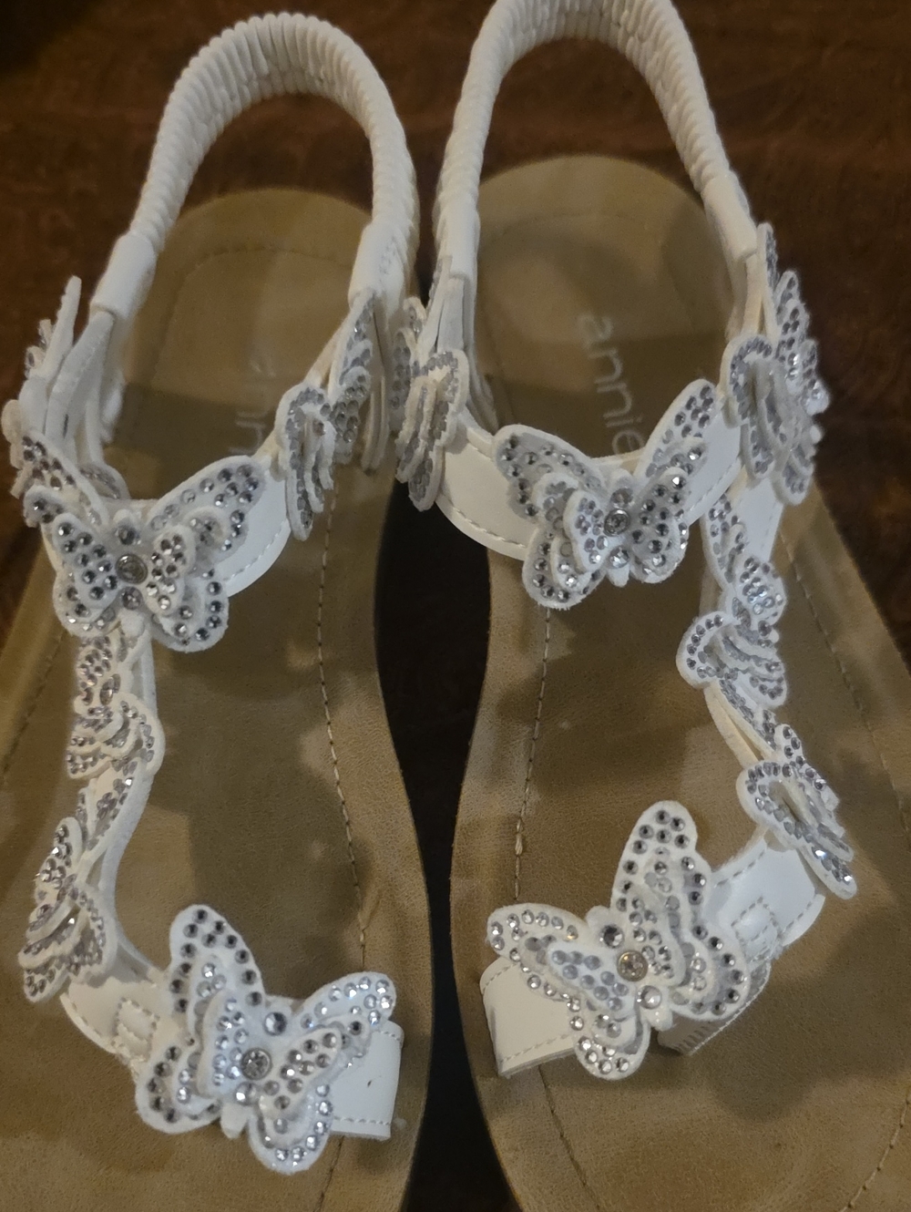 Annie White Butterfly Embellished Women's Sandals - Picture 4 of 7